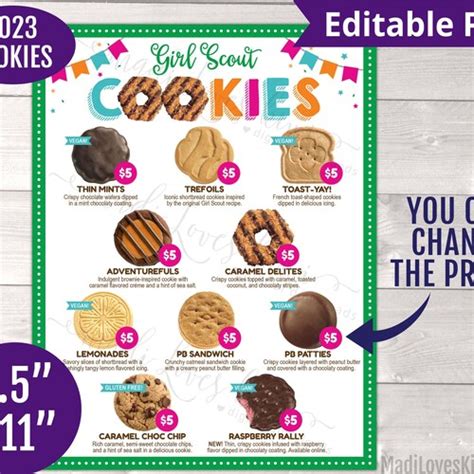 Girl Scout Cookies ABC Baker Cookie Menu For Cookie Booth Etsy