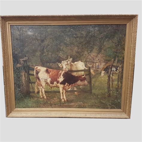 Grand Tableau Aux Vaches Dans Le Pr Huile Sur Toile Sign E Xix Me