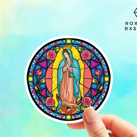 Virgin Mary Open Arms With Flowers Stickers Etsy