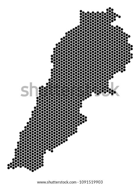 Hexagonal Lebanon Map Vector Geographic Scheme Stock Vector Royalty