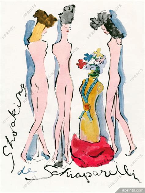 Schiaparelli Perfumes 1946 Marcel Vertès Nude Nudity