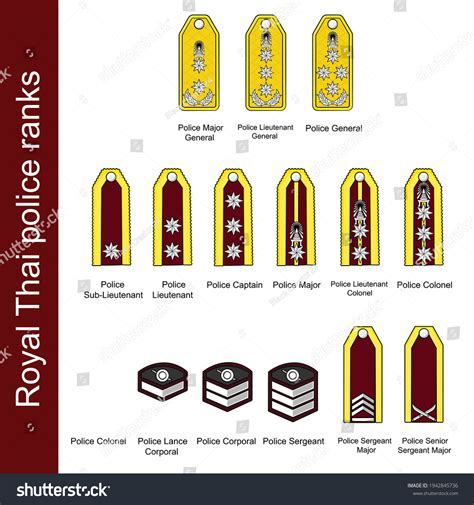 Royal Thai Police Ranks Drawing Style Stock Vector (Royalty Free ...