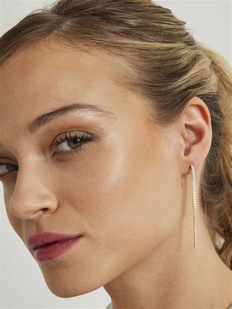 Boucles d oreilles Luxenter Dinne avec zircon plaqué or jaune 18K