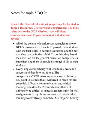 T3 DQ1 Notes Notes For Topic 3 DQ 1 What Principles From GCU S