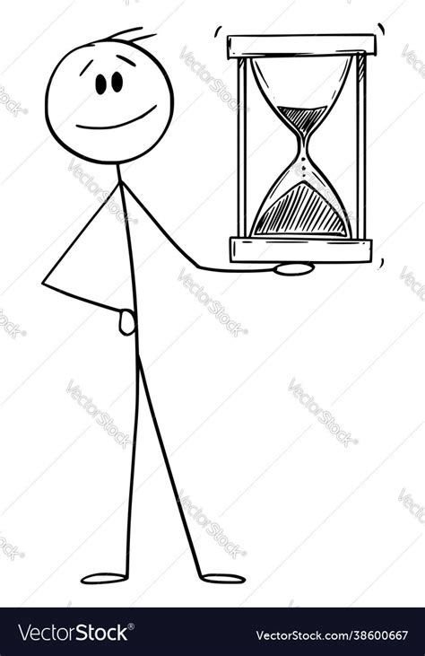 Smiling Man Or Businessman Holding Hourglass Vector Image