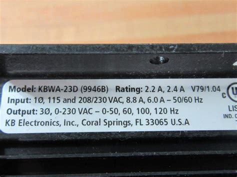 Buy Kb Electronics 9946 Kbwa 23d 5hp 1 Phase 200 240v Input