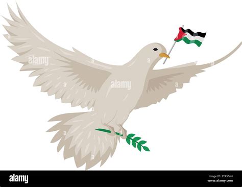 Palestine Peace Dove With Flag Illustration Stock Vector Image And Art