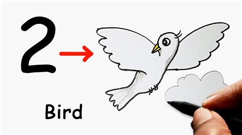 How To Turn Number 2 Into A Flying Bird Drawing How To Draw A Bird