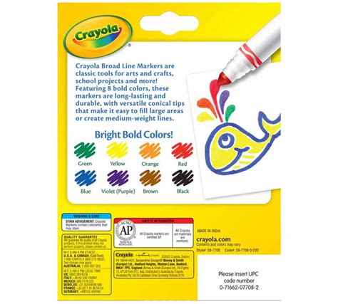 Broad Line Markers Classic Colors 8 Count Crayola