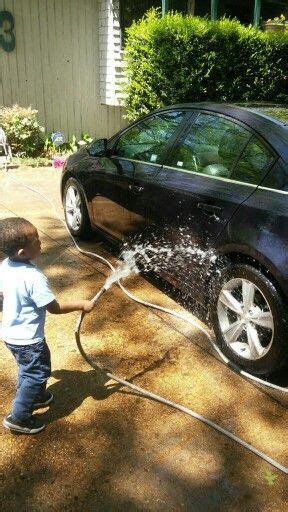 Grandson Washing His Dads Car Dads Car Grandsons