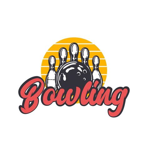 Logo Design Bowling With Bowling Ball Hitting Pin Bowling Vintage