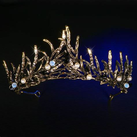 FRCOLOR Vintage Prinzessin Haarkrone Handmad Gold Blatt Tiara Perle