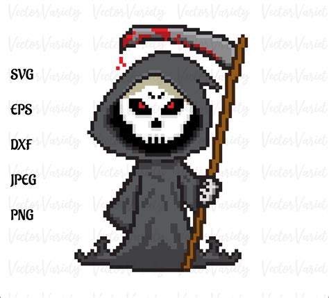 Grim Reaper Pixel Art 8 Bit 16 Bit Svg Png Dxf Eps Cricut