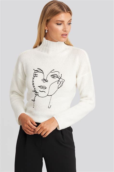 Printed Sweater White Na