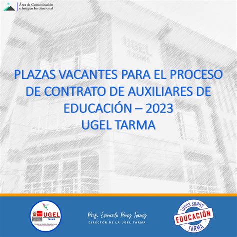 PLAZAS VACANTES PARA EL PROCESO DE CONTRATO DE AUXILIARES DE EDUCACIÓN