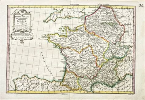 GALLIA GAULE FRANCE Pretot Carte Map Carte Gravure Sur Cuivre 1773 EUR