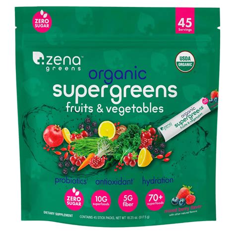 Zena Organic Super Greens Powder 45 Packets