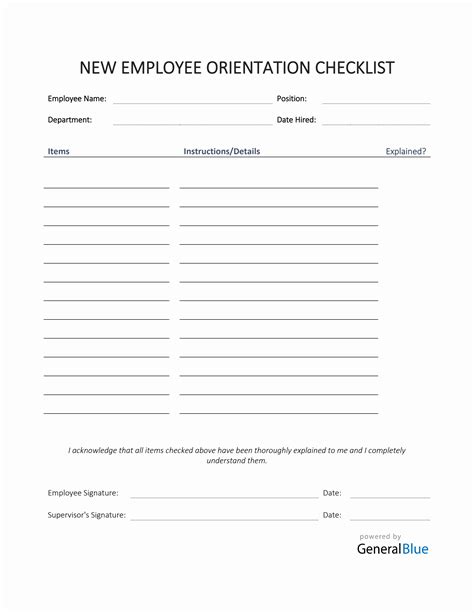 New Employee Orientation Checklist In Pdf