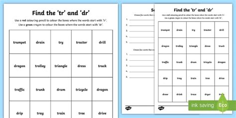 Find The Tr And Dr Worksheet Teacher Made Twinkl