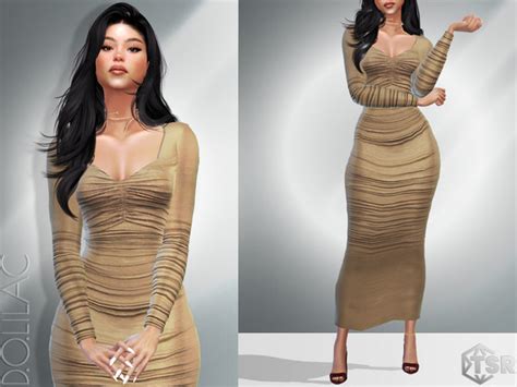 The Sims Resource Ruched Stretch Long Dress Do