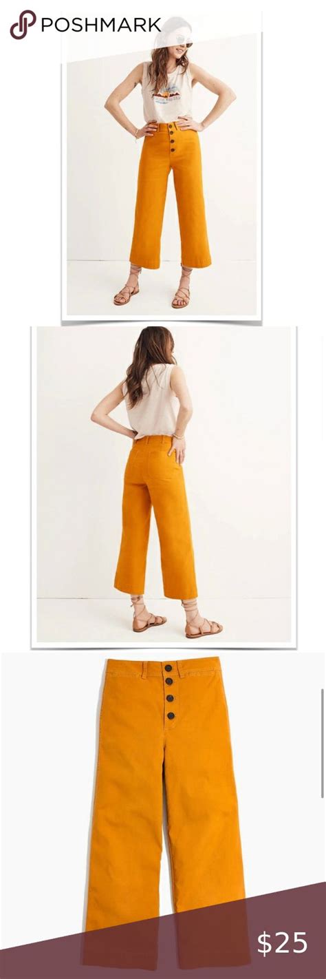 Madewell Emmet Wide Leg Crop Pants Button Front