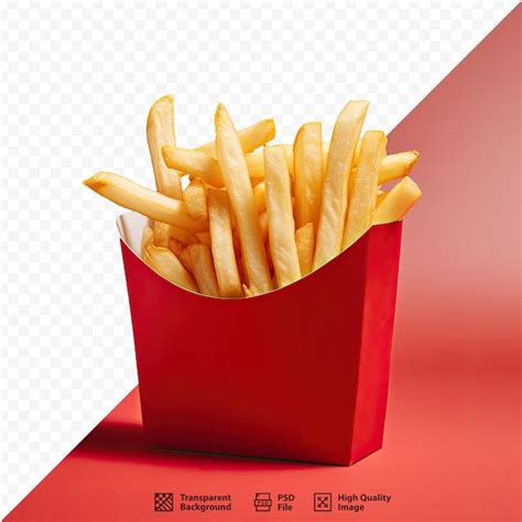 Premium Psd A Red Box Of French Fries With A Red Background