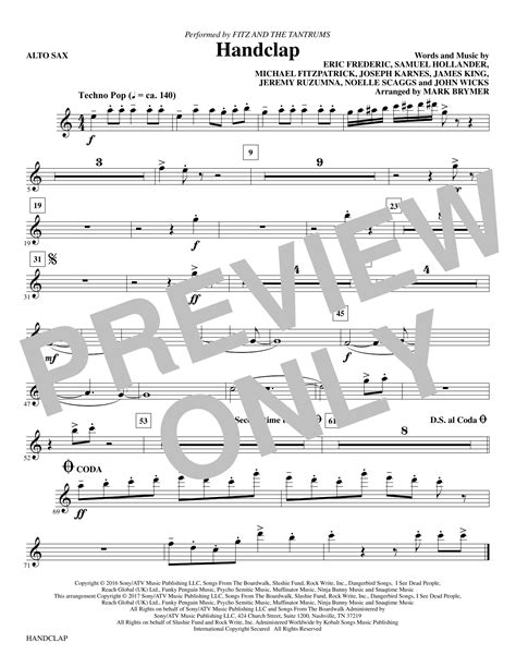 Handclap Arr Mark Brymer Alto Sax By Fitz And The Tantrums Sheet Music For Choir