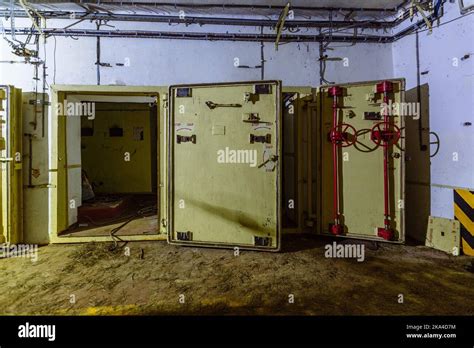 Large Blast Proof Armored Doors In The Military Bunker Stock Photo Alamy