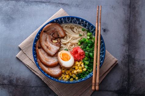 Delicious Tonkotsu Ramen Japanese Noodle In Pork Bone Based Soup