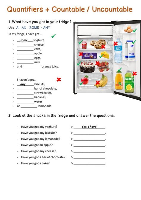 Quantifiers With Countable And Uncountable Nouns Worksheet