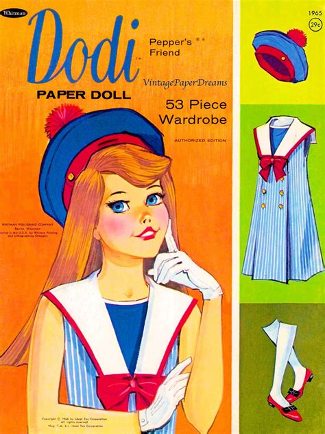 Vintage Paper Doll Printable Pdf • Dodi Paper Doll • 60s 1960s Paper