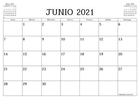 Refinería Apodo Grieta Calendario Junio 2021 Para Imprimir Acción De