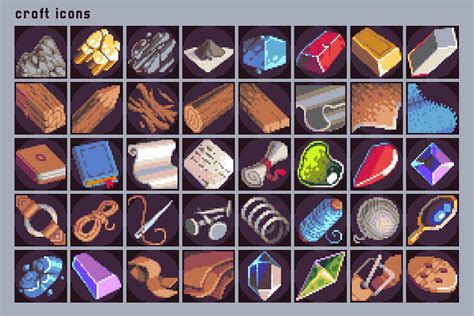 40 Icons for Crafting Pixel Art Pack Download - CraftPix.net