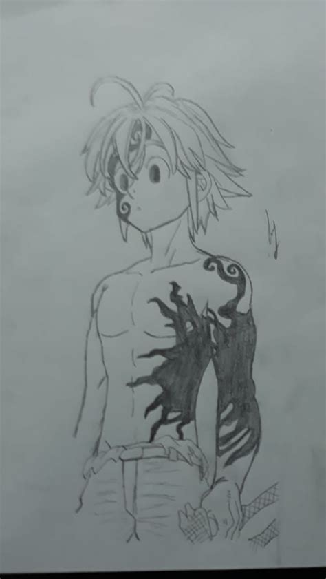 Dibujo De Meliodas A Lapiz Naruto Sketch Drawing Dark Art Drawings