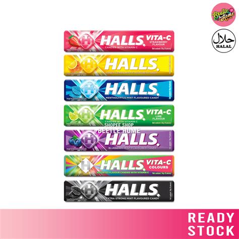 Halls Candy 34g Mentholyptus Honey Lemon Vita C Strawberry Blueberry