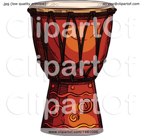 Clipart Of A Sketched Conga Drum Royalty Free Vector Illustration By