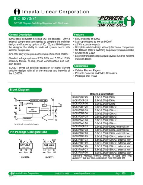 Ilc Datasheet Impala Linear Corporation