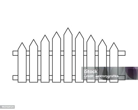 Pagar Kayu Desain Garis Sederhana Terisolasi Pada Putih Ilustrasi Stok