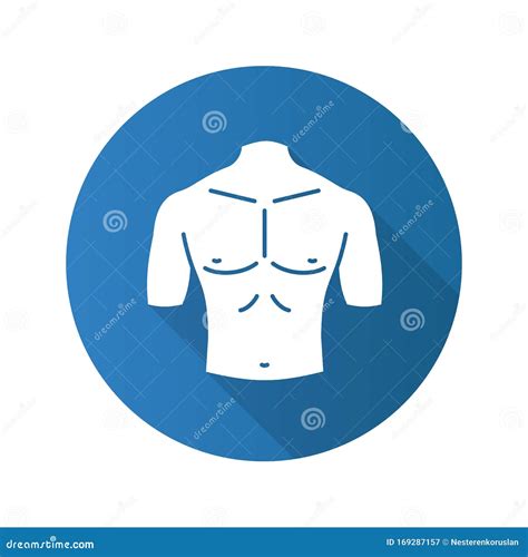 Muscular Male Chest Flat Design Long Shadow Glyph Icon Stock Vector