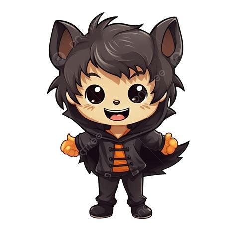 Cartoon Little Boy Wearing Werewolf Costume For Celebrating Halloween