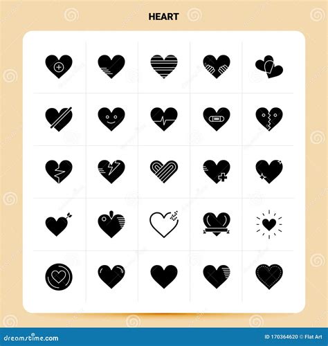 Solid 25 Heart Icon Set Vector Glyph Style Design Black Icons Set