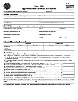 Fillable Online Form Ste Application For Sales Tax Exemption Mass