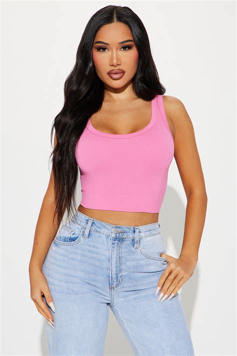 Celeste Ribbed Seamless Tank - Pink | Fashion Nova