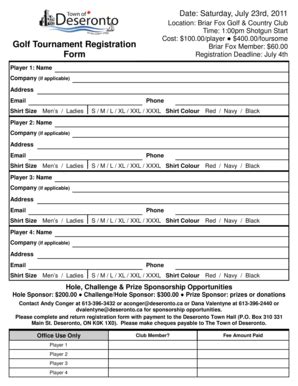 Golf Tournament Registration Form Template Word Pdffiller