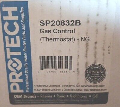 GAS CONTROL VALVE NEW Rheem Combination Protech NG Thermostat OEM