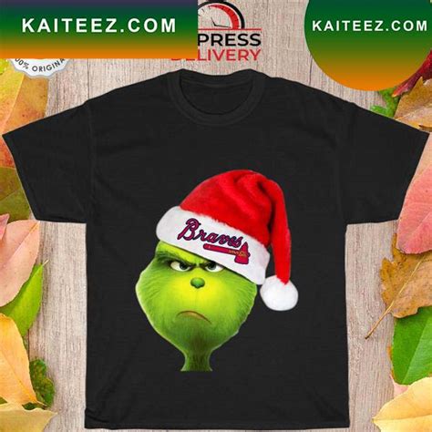 Santa Grinch Face Atlanta Braves Logo Christmas T Shirt Kaiteez