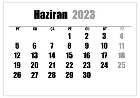 Haziran Takvimi