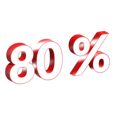 3d numbers 80 percentage red 24382361 PNG