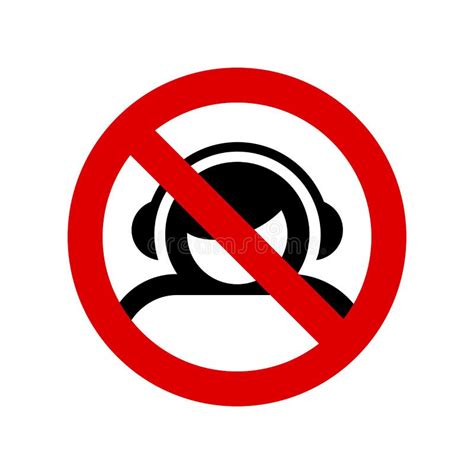 No Headphones Allowed Prohibition Sign Forbidden Round Sign Stock