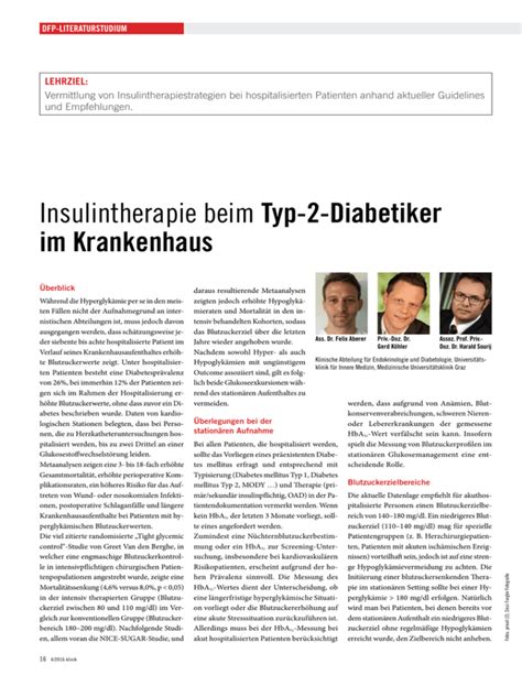 Insulintherapie Beim Typ Diabetiker Im Krankenhaus